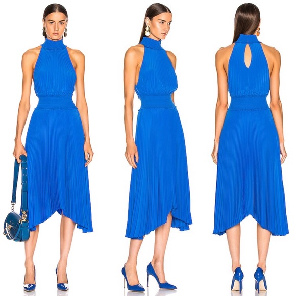 A.L.C. Renzo B Pleated Midi Dress in Adriatic Blue Size 0 - Picture 2 of 10